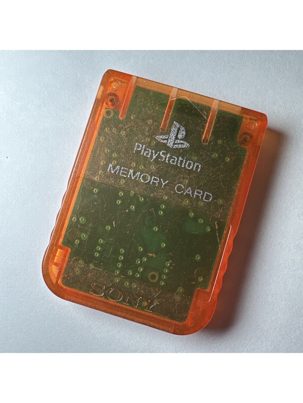Sony Playstation Official OEM 15 Block Memory Card  SCPH-1020 Clear Orange